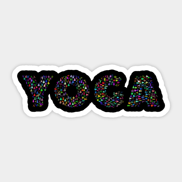 Colourful Yoga Sign Design with Yoga Poses Sticker by Sanu Designs